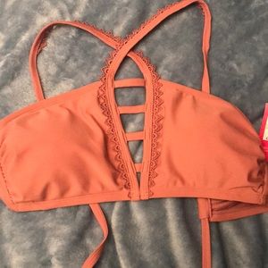 NWT BLUSH BIKINI TOP CRISS CROSS IN FRONT TIE BACK